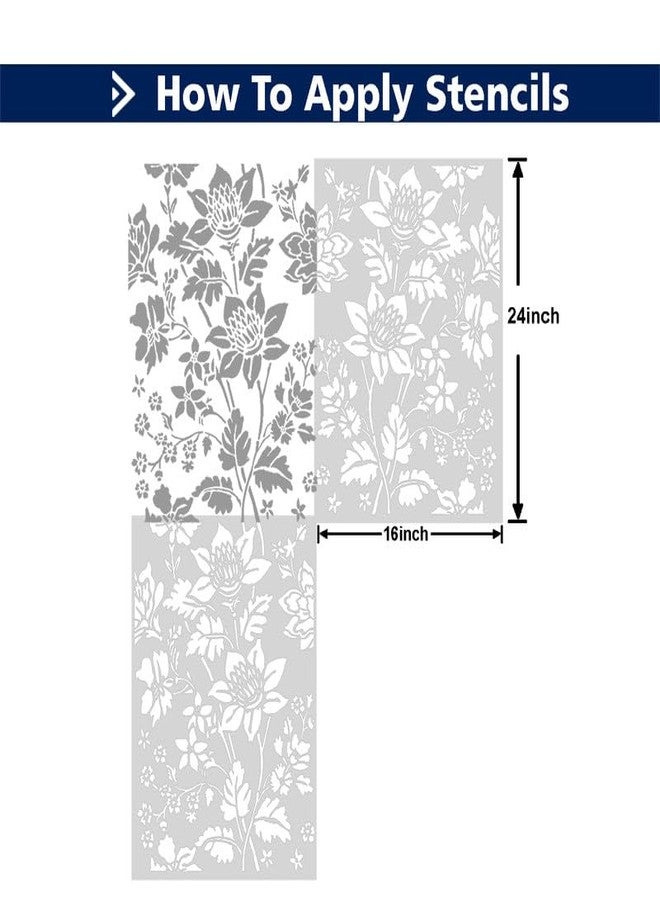 ARandNJ Wall Stencils for Painting (Size:- 16X24 Inch) Theme:- Allover Roses DIY Reusable Painting Design Suitable for Bedroom, Drawing Room, Living Room Wall Stencil (Pack of 1) - Image 3